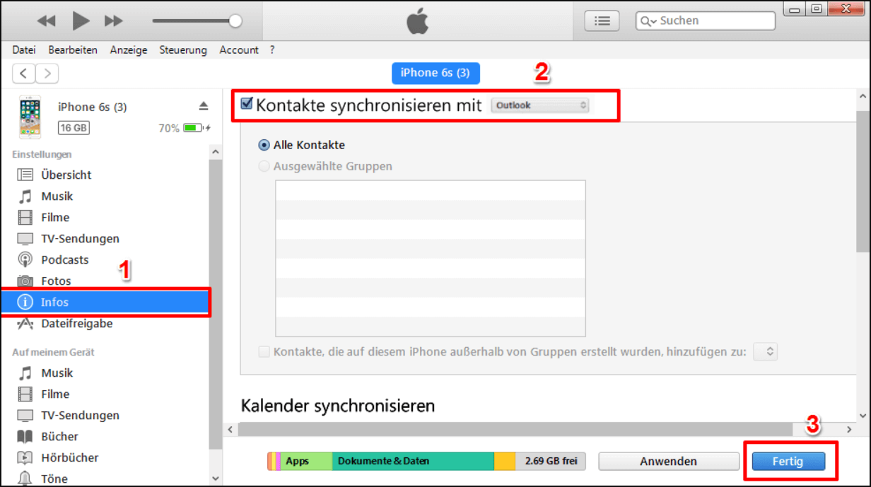 iPhone Kontakte mit Outlook synchronisieren