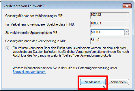Partition in Windows 10 verkleinern