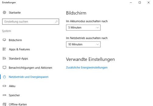 Energieeinstellungen