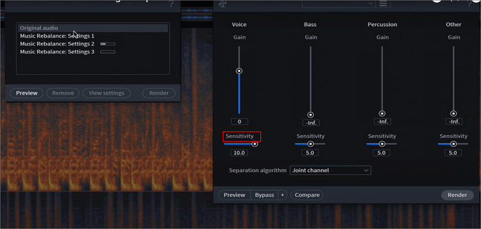 izotope RX 7 regola la sensibilità