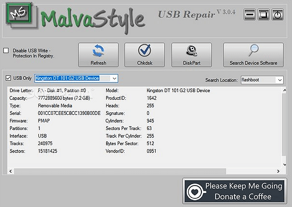 MalvaStyle USB-Reparaturanwendung