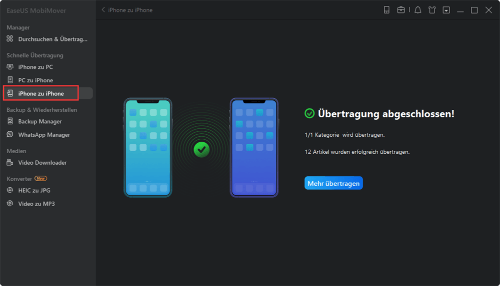 Daten auf einem andren iPhone oder iOS Gerät übertragen.