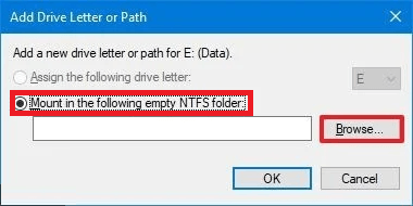 Mount im folgenden leeren NTFS-Ordner