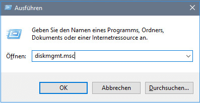 Datenträgerverwaltung öffnen