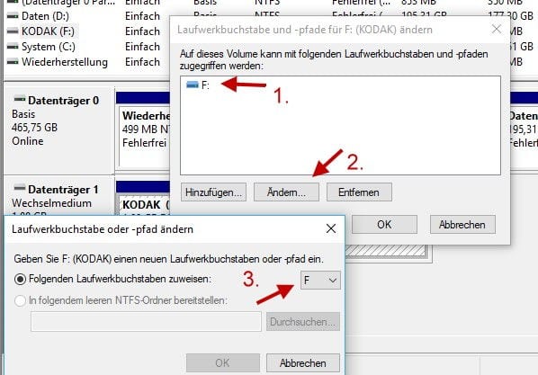 Laufwerksbuchstaben und Pfade ändern
