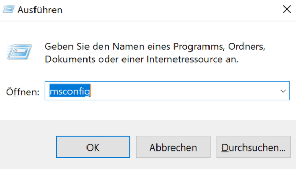 Sauberes Booten des Systems, msconfig ausfuehren -1