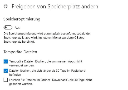 windows 10 Temperäre Dateien automatisch löschen
