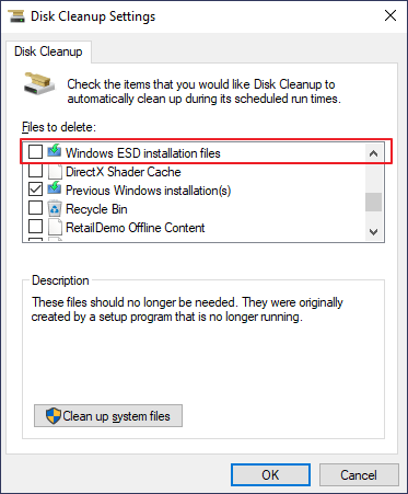 file esd di windows nella pulizia disco