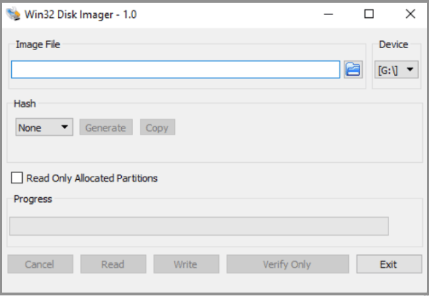 Installa e avvia Win32 Disk Imager