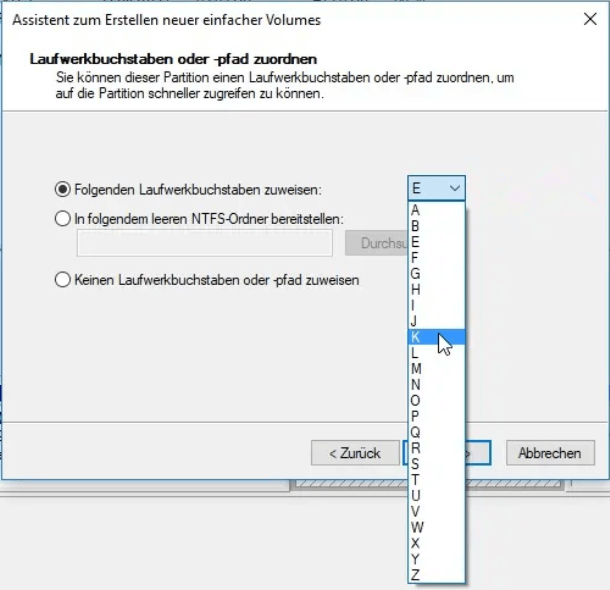 SSD partitionieren - Laufwerksbuchstaben einstellen