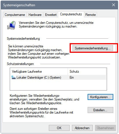 Systemwiederherstellung