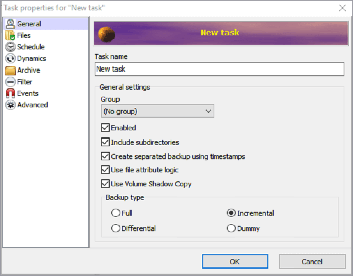 backup incrementale cobian
