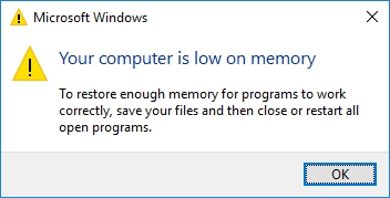 avvertimento di utilizzo elevato della memoria