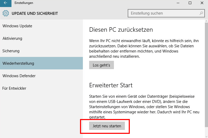 Computer neustarten