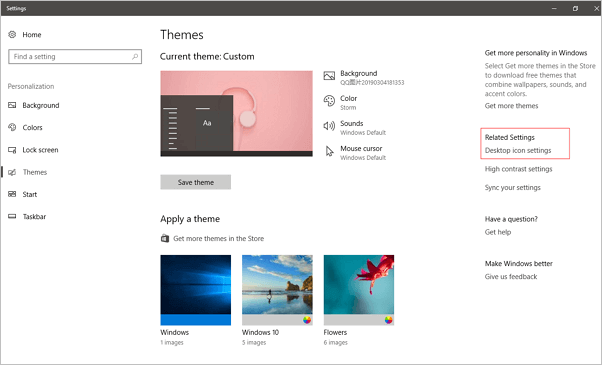 clicca su Impostazione delle icone del desktop