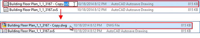 Suchen und finden Sie die Autosave-Datei des verlorenen CAD und ändern Sie die Dateierweiterung.