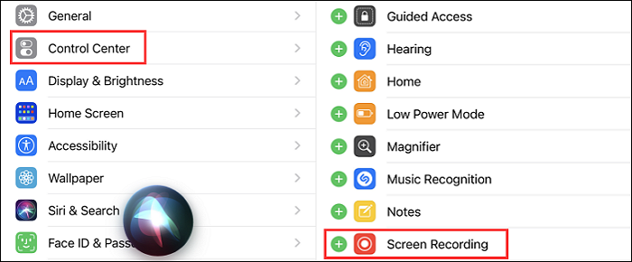trova il centro di controllo su iphone
