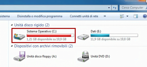 disco C pieno Windows 10