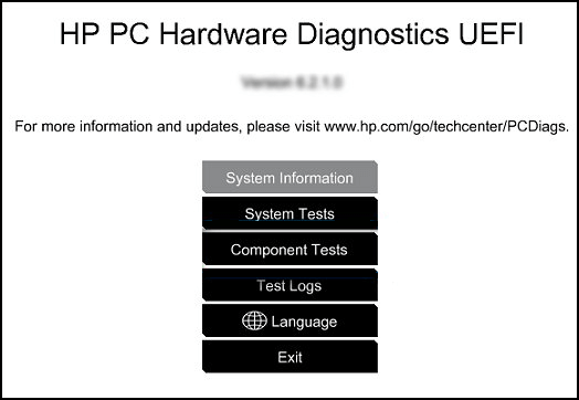 Avvia System Diagnostics in HP Boot Menu