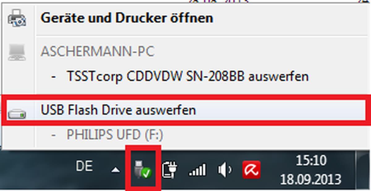 USB-Flash-Laufwerk auswerfen