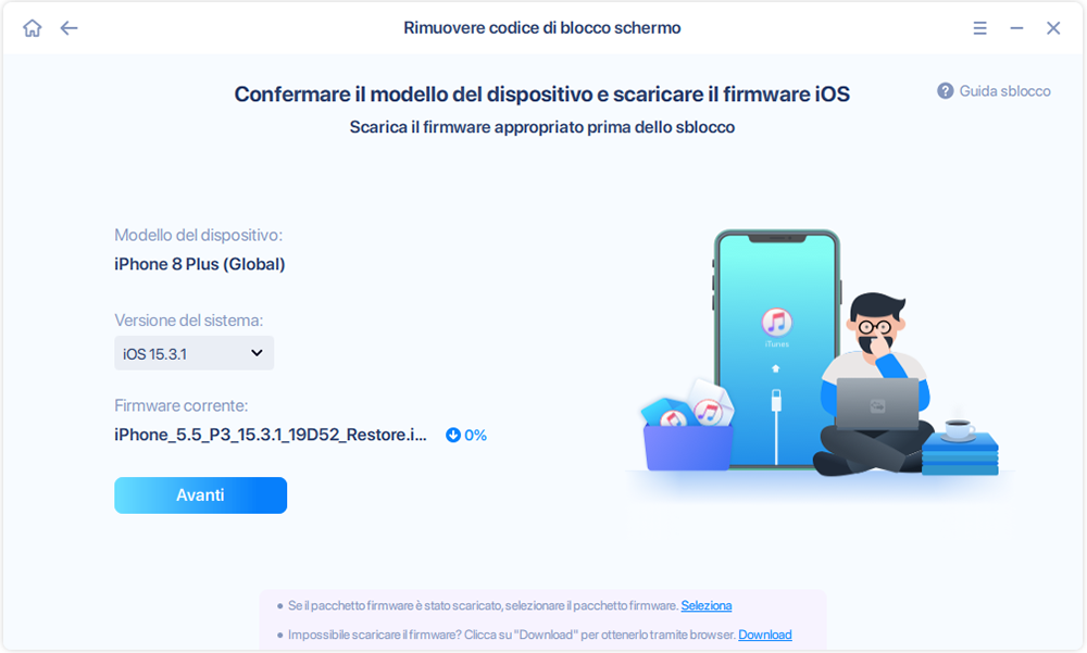 Scarica o seleziona il firmware