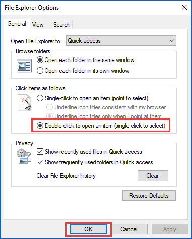 la correzione per il doppio clic non apriva i file in Windows 10 - 1
