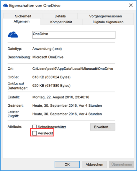 Eigenschaften von OneDrive