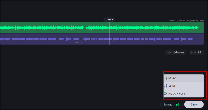 rimozione vocale salva musica