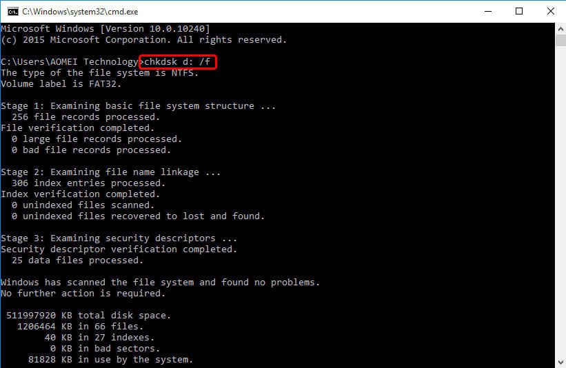 sd-karte mit chkdsk reparieren