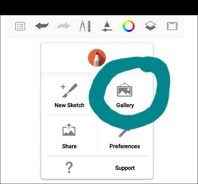 Öffnen Sie die Galerie mit der Skizzenbuch-App