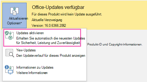 Office Updates aktivieren