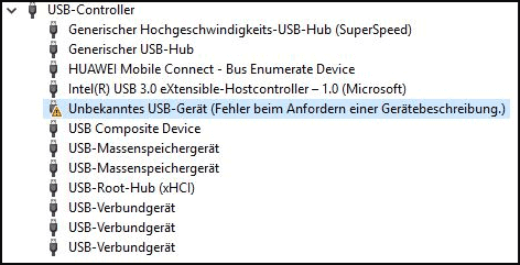 Fehler beim Anfordern einer Gerätebeschreibung