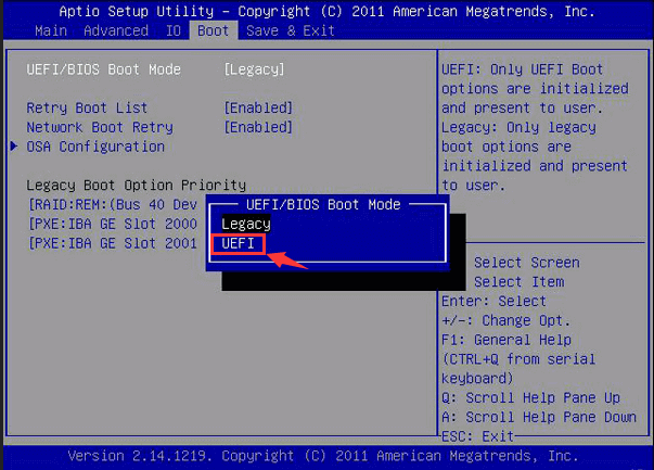 legacy zu UEFI ändern