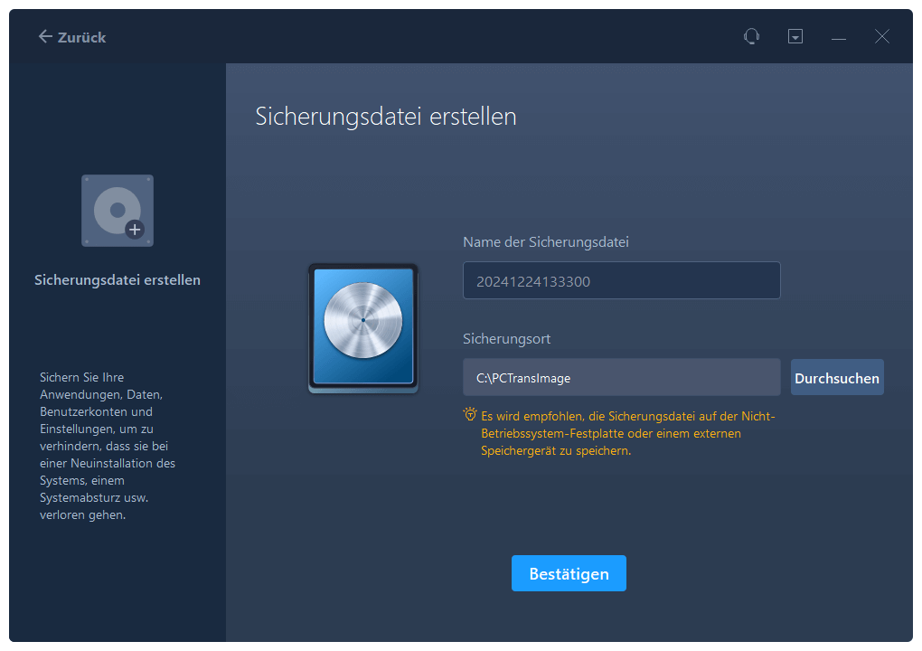 Dateien durch Sichern & Wiederherstellen übertragen - Schritt 2