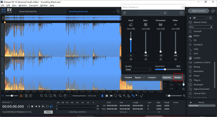 Anteprima e rendering di izotope RX 8