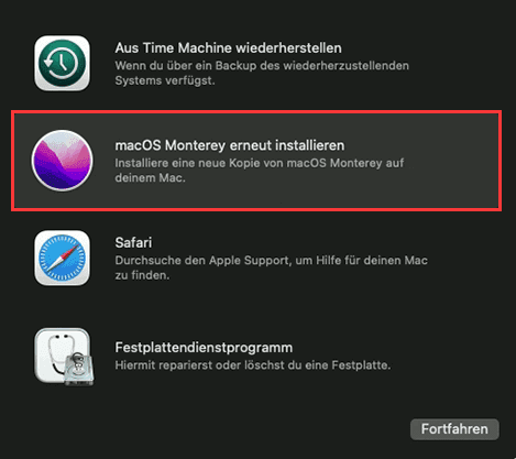 macos auf dem MacBook Air neu installieren