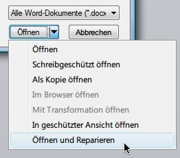 Excel Arbeitsmappe Öffnen und Reparieren