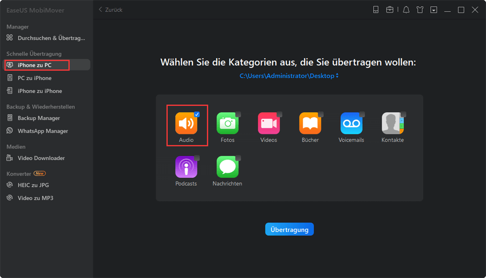 So übertragen Sie Fotos vom iPhone auf einen PC mit Windows 10/8/7 – Schritt 2