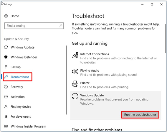 Fehlerbehebung beim Ausführen von Windows Update
