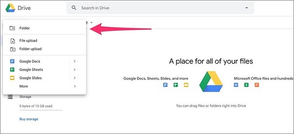 Öffnen Sie die Google Drive-Website
