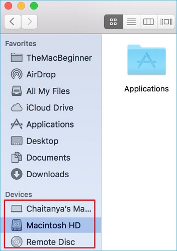 trova il disco rigido esterno nel Finder su mac