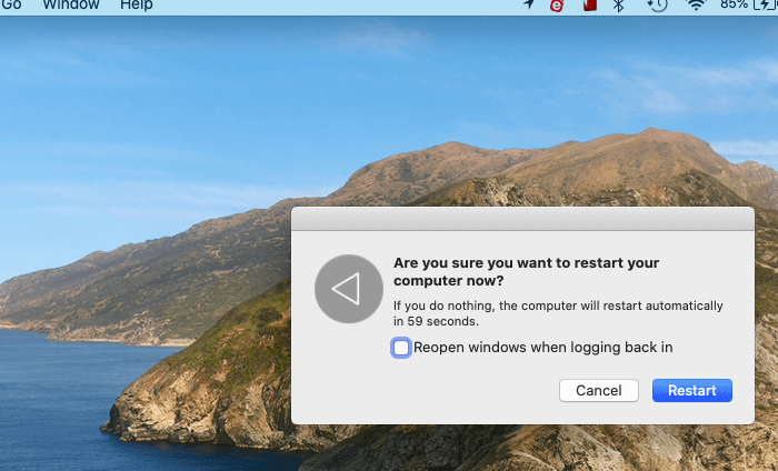 Mac neu starten, um macOS Ventura nicht installieren zu können