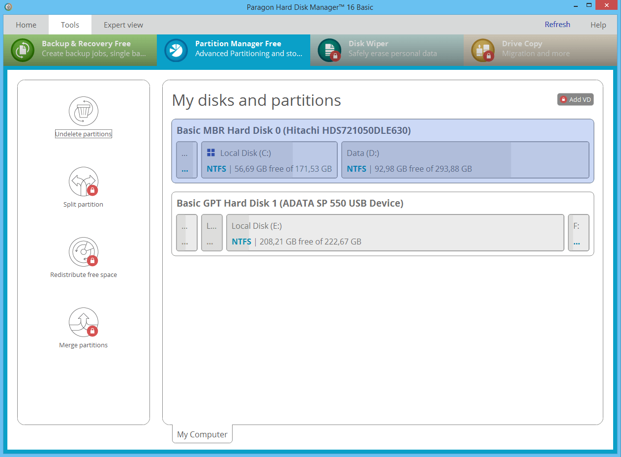 Tool für Festplattenverwaltung Windows 10 - Paragon Partition Manager
