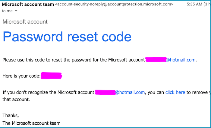 Microsoft-Passwort-Reset-Code