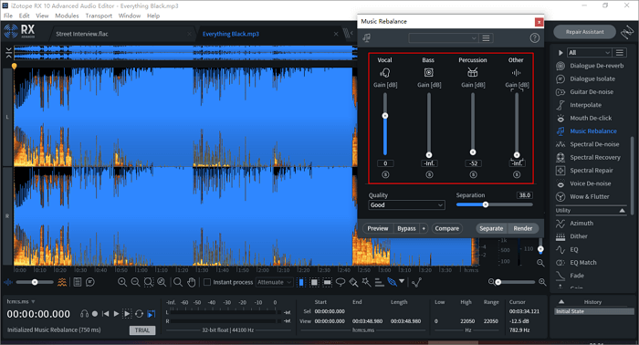 izotope RX 8 regolare il cursore