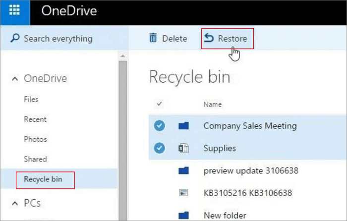 Dateien von Onedrive wiederherstellen