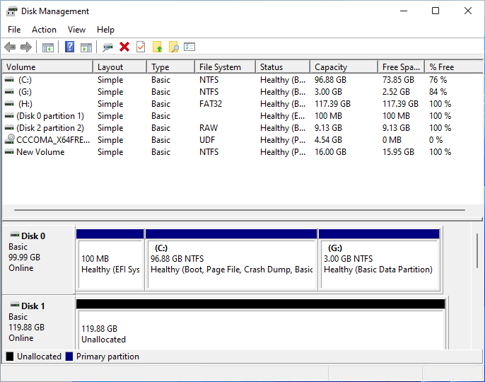 Image von Disk Management