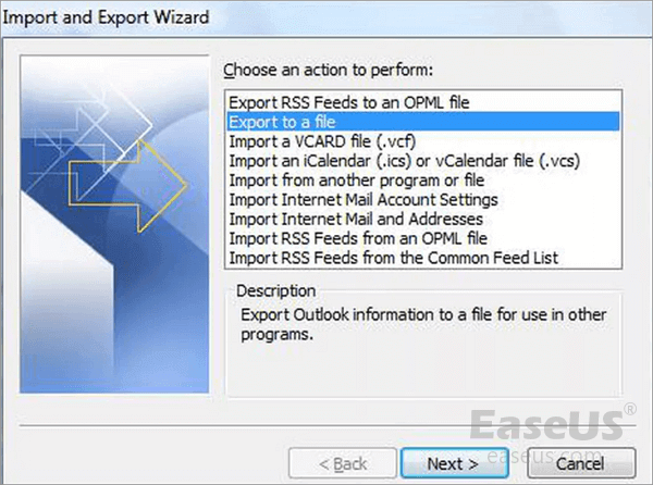 eseguire il backup delle e-mail di Outlook con la procedura guidata di importazione/esportazione - 1