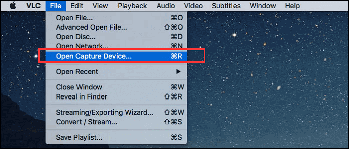 aprire il dispositivo di acquisizione vlc