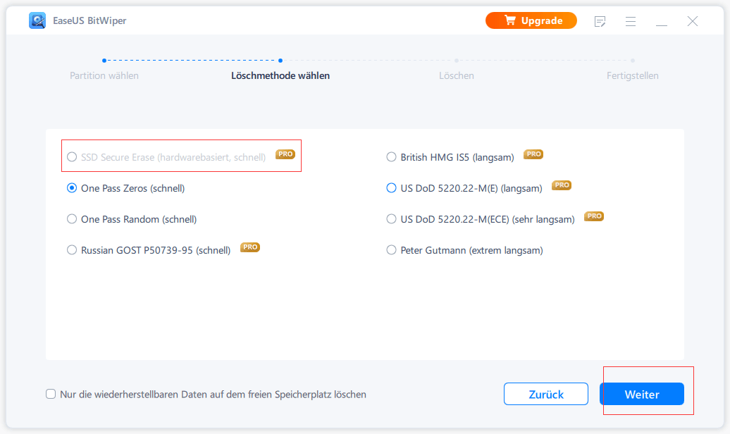 Auf Weiter klicken